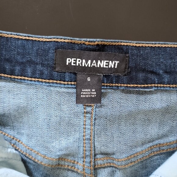 EUC Permanent Wide Leg Crop Jeans Women's Size 6 Dark Wash Whiskered - Picture 4 of 8